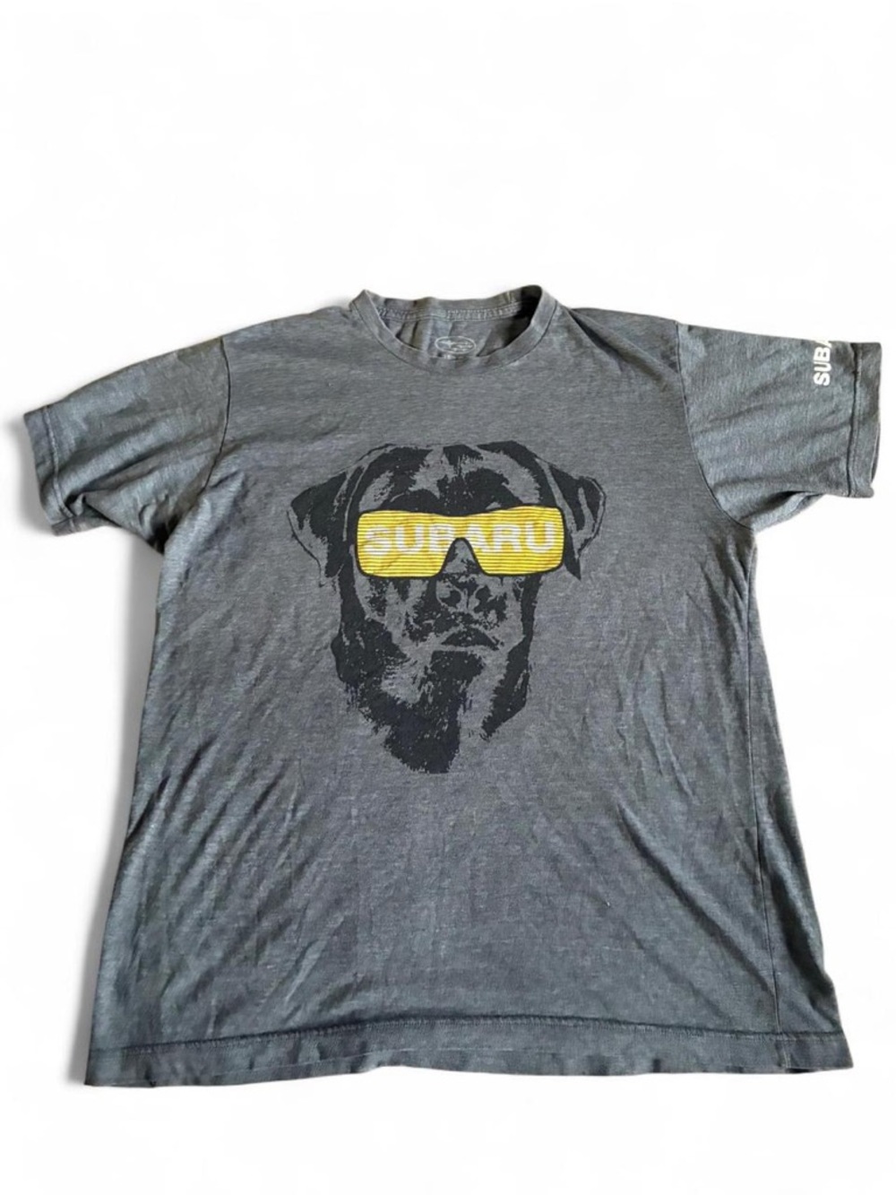 Subaru Graphic T Shirt Dog Sunglasses Logo Gray Tee Large